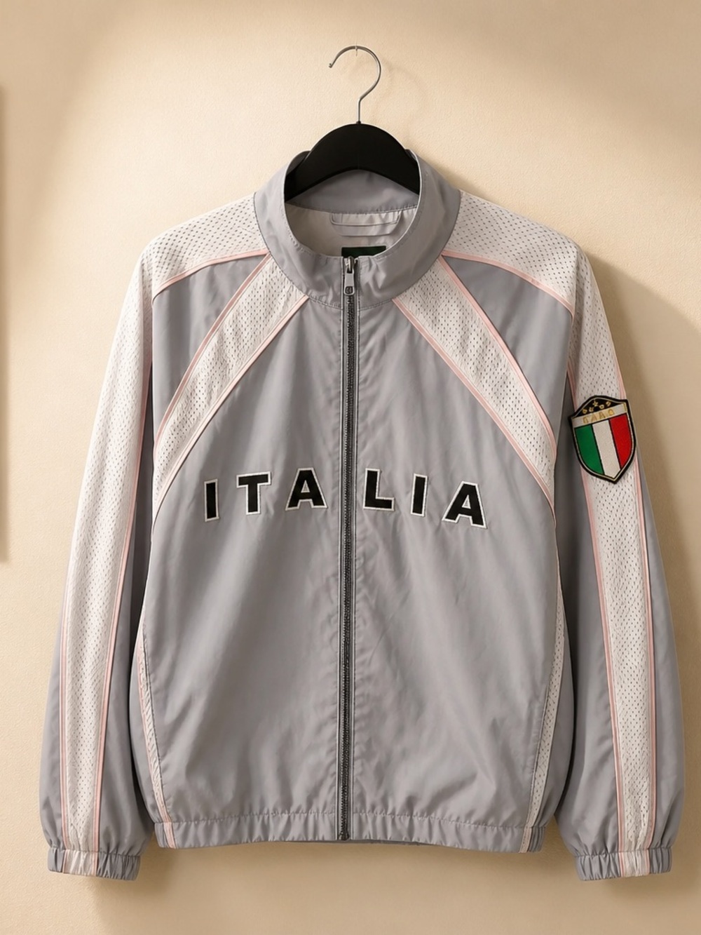 wild fable Light Gray Italia Track Jacket with Pink Trim
